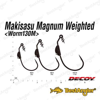 DECOY Worm 130M Makisasu Hook Magnum Weighted #10/0 - 405741