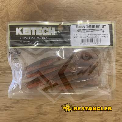 Keitech Easy Shiner 3" Green Pumpkin Fire - #438