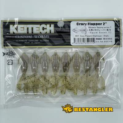Keitech Crazy Flapper 2" Green Pumpkin Chartreuse - #401
