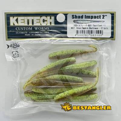 Keitech Shad Impact 2" Green Pumpkin Chartreuse - #401