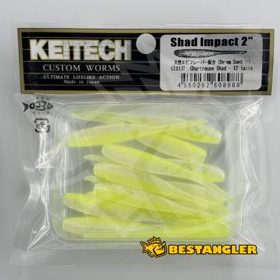 Keitech Shad Impact 2" Chartreuse Shad - CT#13