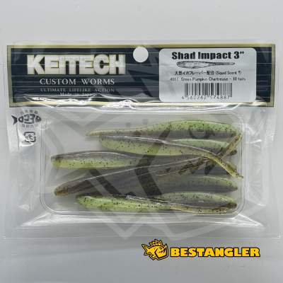 Keitech Shad Impact 3" Green Pumpkin Chartreuse - #401