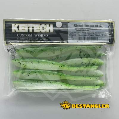 Keitech Shad Impact 4" Chartreuse Pepper Shad - CT#30