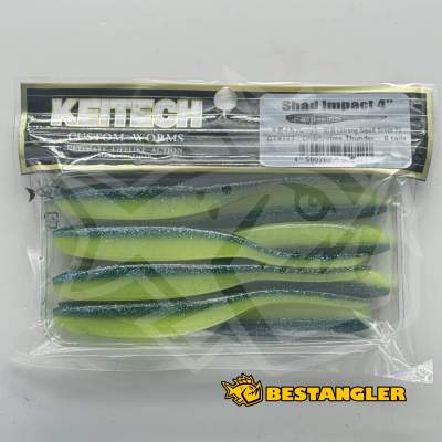 Keitech Shad Impact 4" Chartreuse Thunder - CT#12