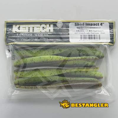 Keitech Shad Impact 4" Green Pumpkin Chartreuse - #401