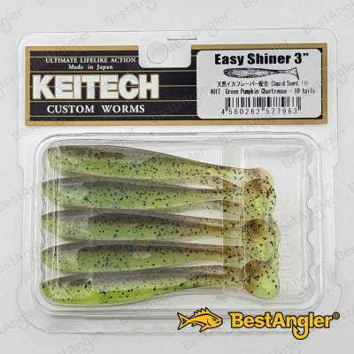 Keitech Easy Shiner 3" Green Pumpkin Chartreuse - #401
