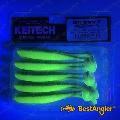 Keitech Easy Shiner 3" Chartreuse Thunder - CT#12 - UV