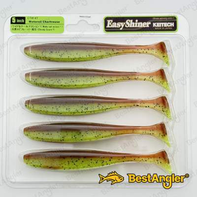 Keitech Easy Shiner 5" Motoroil / Chartreuse - CT#14