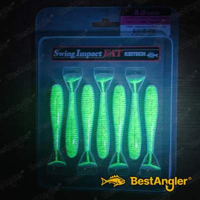 Keitech FAT Swing Impact 3.3" Chartreuse Ice Shad - CT#28 - UV
