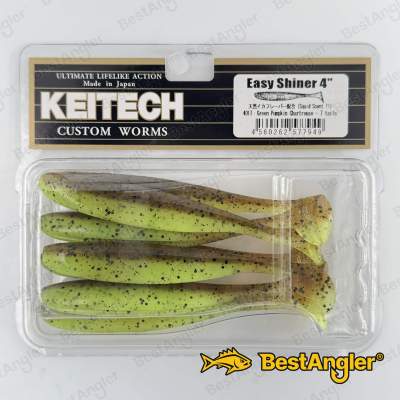 Keitech Easy Shiner 4" Green Pumpkin Chartreuse - #401