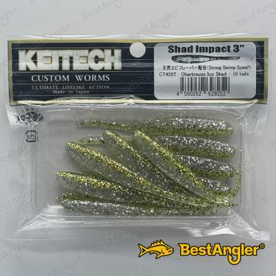 Keitech Shad Impact 3" Chartreuse Ice Shad - CT#28