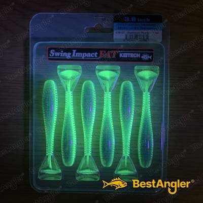 Keitech FAT Swing Impact 3.8" Chartreuse Thunder - CT#12 - UV1