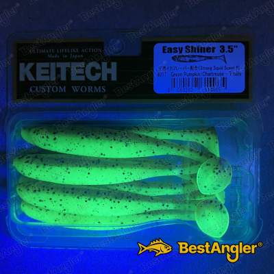 Keitech Easy Shiner 3.5" Green Pumpkin Chartreuse - #401 - UV