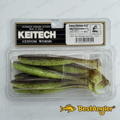 Keitech Easy Shiner 4.5" Green Pumpkin Chartreuse - #401