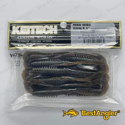 Keitech Mad Wag 4.5" Green Pumpkin PP. Blue - #207