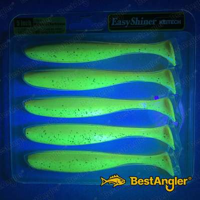Keitech Easy Shiner 5" Motoroil / Chartreuse - CT#14 - UV