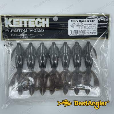 Keitech Crazy Flapper 3.6" Green Pumpkin PP. - #101