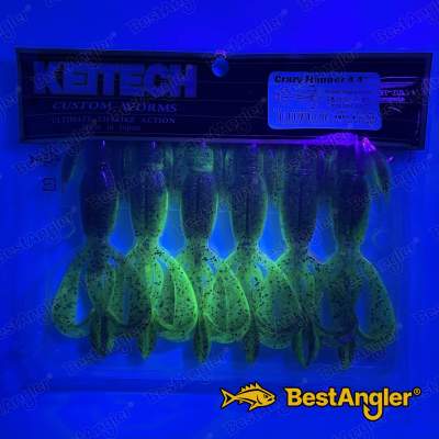 Keitech Crazy Flapper 4.4" Green Pumpkin Chartreuse - #401 - UV