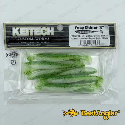 Keitech Easy Shiner 3" Chartreuse Pepper Shad - CT#30