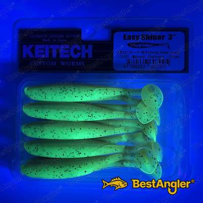 Keitech Easy Shiner 3" Motoroil / Chartreuse - CT#14 - UV