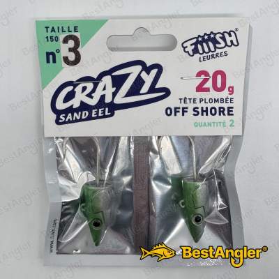 Fiiish Crazy Sand Eel n°3 150 mm Testine Offshore 2x - 20g - Pearl Green - CSE221
