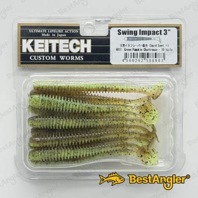 Keitech Swing Impact 3" Green Pumpkin Chartreuse - #401