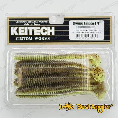 Keitech Swing Impact 4" Green Pumpkin Chartreuse - #401