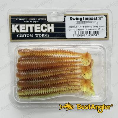 Keitech Swing Impact 3" Motoroil / Chartreuse - CT#14