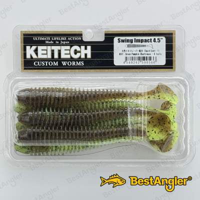 Keitech Swing Impact 4.5" Green Pumpkin Chartreuse - #401