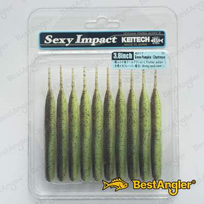 Keitech Sexy Impact 3.8" Green Pumpkin Chartreuse - #401