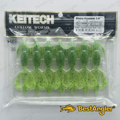 Keitech Crazy Flapper 3.6" Chartreuse Pepper Shad - CT#30