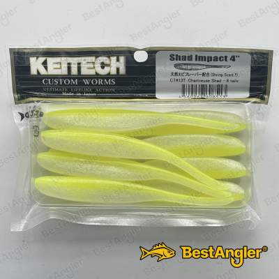 Keitech Shad Impact 4" Chartreuse Shad - CT#13
