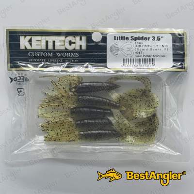Keitech Little Spider 3.5" Green Pumpkin Chartreuse - #401