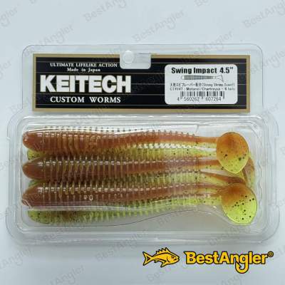 Keitech Swing Impact 4.5" Motoroil / Chartreuse - CT#14