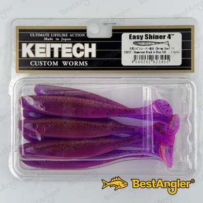 Keitech Easy Shiner 4" Chameleon / Black & Blue FLK - CT#21