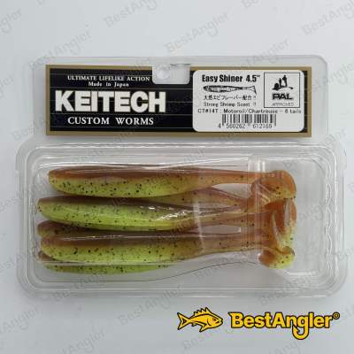 Keitech Easy Shiner 4.5" Motoroil / Chartreuse - CT#14