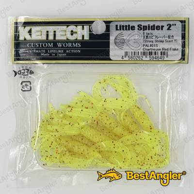 Keitech Little Spider 2" Chartreuse Red Flake - PAL#01