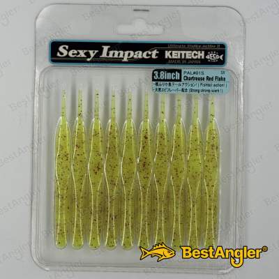 Keitech Sexy Impact 3.8" Chartreuse Red Flake - PAL#01