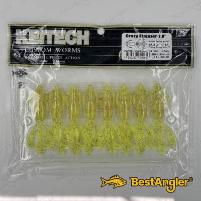 Keitech Crazy Flapper 2.8" Chartreuse Red Flake - PAL#01