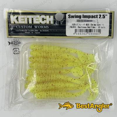 Keitech Swing Impact 2.5" Chartreuse Red Flake - PAL#01