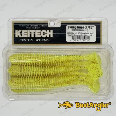 Keitech Swing Impact 4.5" Chartreuse Red Flake - PAL#01