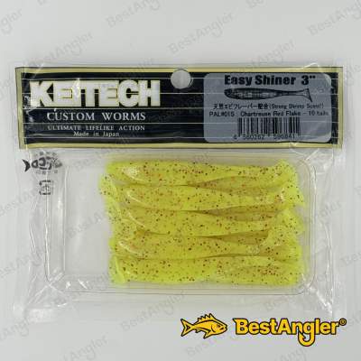Keitech Easy Shiner 3" Chartreuse Red Flake - PAL#01