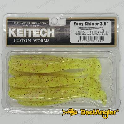 Keitech Easy Shiner 3.5" Chartreuse Red Flake - PAL#01
