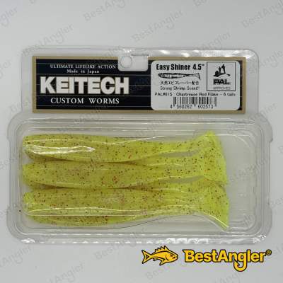 Keitech Easy Shiner 4.5" Chartreuse Red Flake - PAL#01