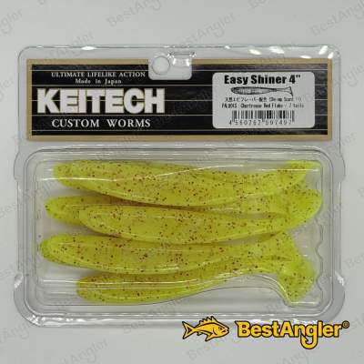 Keitech Easy Shiner 4" Chartreuse Red Flake - PAL#01