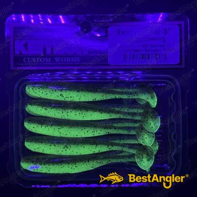 Keitech Easy Shiner 3" Green Pumpkin Chartreuse - #401 - UV