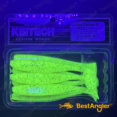 Keitech Easy Shiner 4" Chartreuse Red Flake - PAL#01 - UV