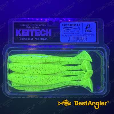 Keitech Easy Shiner 4.5" Chartreuse Red Flake - PAL#01 - UV