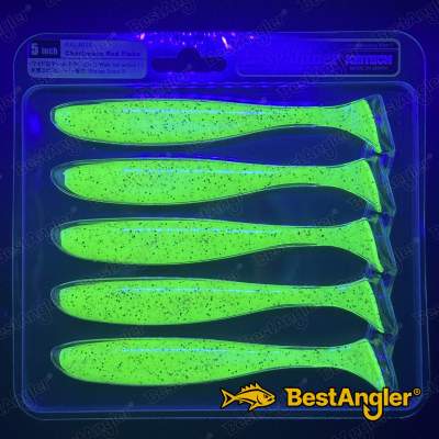 Keitech Easy Shiner 5" Chartreuse Red Flake - PAL#01 - UV