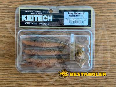 Keitech Easy Shiner 4" Green Pumpkin Fire - #438
